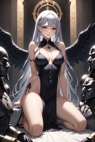 masterpiece, best quality, 8k, 8k UHD, ultra-high resolution, ultra-high definition, highres, cinematic lighting
,//Character, 
1girl, solo
,//Fashion, 
,//Background, 
,//Others, ,Expressiveh, hentai, 
A young priestess kneeling before a dark altar, surrounded by ominous statues and flickering candles.