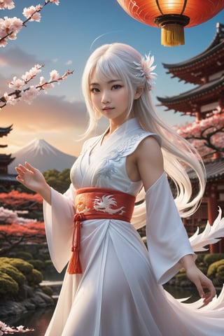 1girl, young dragon miko woman, beautiful blowing white hair, glowing eyes, flowing dress, japan garden, (japan dragon in background:1.5), sunset, dynamic pose, full body, visible breast, dragon-themed, dragonyear, miko dressing,

maximum image texture, UHD 16k, masterpiece, very high definition, extremely delicate and beautiful, more contrast, high contrast 8k wallpaper, awesome, (masterpiece, photorealistic:1.75), (((best quality))), ((ultra detailed)), (illustration),