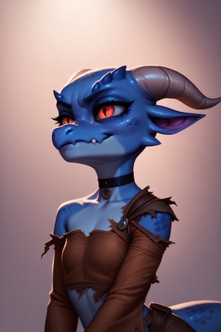 Score_9, Score_8_up, Score_7_up, volumetric_lighting, chiaroscuro_lighting, Saturated_colors, (1girl), kobold, damaged, intense_stare, defiant,  smug, tattered_outfit, choker, expressive_eyes, shortstack, skinny, (fantasy_background), flat_chest, (realistic)