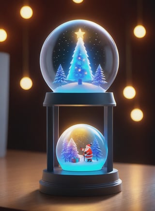 Make most innovative magnificent snow globe, ntricate detailed, Cinematic composition, 8K, sharp focus, distinct_image, delicate and aesthetic, UHD, RAW, REAL WORLD, REALISTIC, Cinematic light, Ray_tracing, concept art, high quality,  (cell shading:1.2), snowglobe, snow globe, rudolph, glowing particles, snow flakes, photos implemented background,Snowglobe,more detail XL, warm lighting, santa, girl, gifts, cathedrals, LED Lights, "Merry Christmas" letters, Glowing Hearts, whole town inside the globe, ,Snow globe