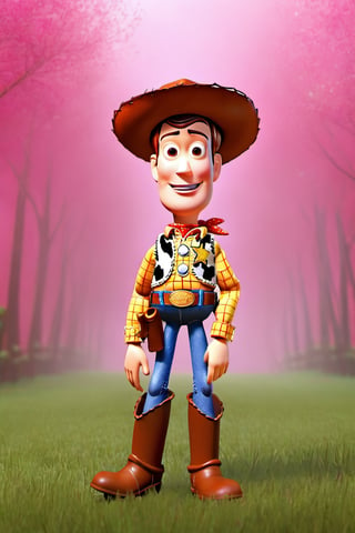 woody toy story, fog, digital rendering, by Goro Fujita, Shutterstock, pink fog, super cute, stock photo, NYFlowerGirl, Xxmix_Catecat, sticker, F41Arm0rXL,