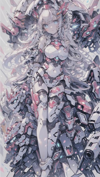 (best quality, masterpiece, colorful, dynamic angle, highest detailed)upper body photo, full body photo, fashion photography of cute  1girl, mechanical arms, cyborg, dark mood, dystopia, glowing, looking at viewer, sitting, long hair, bokeh (intricate details, hyperdetailed:1.15), detailed, light passing through hair, (official art, extreme detailed, highest detailed),mecha,light particles,YAMATO,more detail,full_body_portrait,front-view