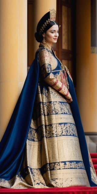 (full body), 1girl, French noblewoman,(French),adorned in opulent attire blending Chinese and medieval European styles,Envision her wearing a luxurious silk robe, traditional Chinese patterns, layered over a lavish gown featuring rich fabrics and elaborate draping characteristic of medieval European fashion,elegantly styled hair, adorned with ornate hairpins and delicate silk ribbons, award - winning photograph, masterpiece,photorealistic,Masterpiece,joseon,dark_myth