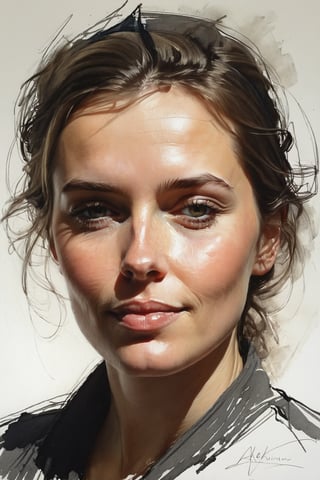 Masterpiece, best quality, dreamwave, aesthetic, portrait: 1 wife, 1 husband 26 years old and 1boy- chield 2 years old, open look, (looking into the eyes), smiling charmingly, short brown hair, sketch, lineart, pencil, white background, portrait by Alexanov, Style by Nikolay Feshin, artistic oil painting stick,charcoal \(medium\),