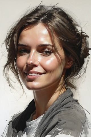 Masterpiece, best quality, dreamwave, aesthetic, portrait: 1 wife 22years old, 1 husband 26 years old and 1boy- chield 2 years old, open look, (looking into the eyes), smiling charmingly, short brown hair, sketch, lineart, pencil, white background, portrait by Alexanov, Style by Nikolay Feshin, artistic oil painting stick,charcoal \(medium\),