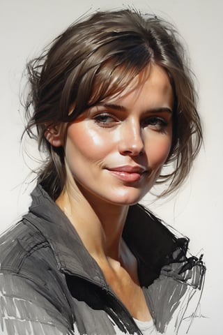 Masterpiece, best quality, dreamwave, aesthetic, portrait: 1 wife 22years old, 1 husband 26 years old and 1boy- chield 2 years old, open look, (looking into the eyes), smiling charmingly, short brown hair, sketch, lineart, pencil, white background, portrait by Alexanov, Style by Nikolay Feshin, artistic oil painting stick,charcoal \(medium\),