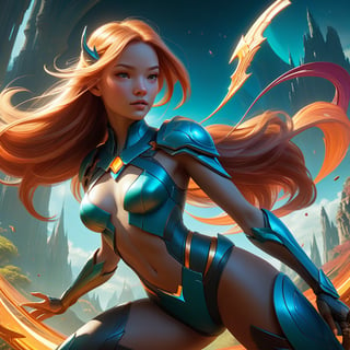 Video game girl by Ross Tran and Claire wendling, Chris sanders and Anna dittmann, vargas, character design, exaggerated curves, alluring pose, digital illustration, Gil elvgren, cgsociety, cinema 4d, radiant, beautiful, airbrush art, pixiv polycount art, (detailed matte painting, deep color, fantastical, intricate detail, splash screen, complementary colors, fantasy concept art, 8k resolution trending on Artstation Unreal Engine 5:0.9)