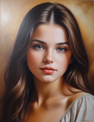 Create a captivating oil painting on canvas, portraying a 19-year-old Serbian girl with fair skin and straight hair, with a close-up of her face. Intricately capture details using the oil medium on canvas. Draw inspiration from the oil portraits of Nadežda Petrović, the oil paintings of Paja Jovanović, and the oil on canvas technique of Ivan Meštrović. Craft a superior oil painting that seamlessly blends these influences into an outstanding portrayal.

