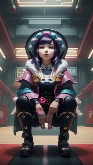 wanderer, best quality, masterpiece, (detailed:1.2), 1girl, mona, squatting, cutesie, witch hat, science fiction, cyberpunk, purple hair, chromatic aberration, outdoors, city, crowd, faceless crowd","wallpaper, 1boy, solo, male focus, tattoo, monochrome, cyberpunk, (chromatic aberration), detailed background, mechanical parts, cable, indoors,pixel art,yunjindef