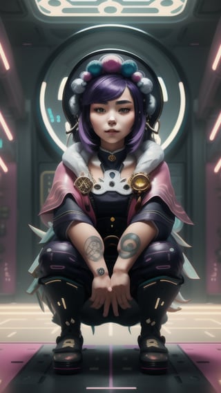 best quality, masterpiece, (detailed:1.2), 1girl, mona, squatting, cutesie, witch hat, science fiction, cyberpunk, purple hair, chromatic aberration, outdoors, city, crowd, faceless crowd","wallpaper, 1boy, solo, male focus, tattoo, monochrome, cyberpunk, (chromatic aberration), detailed background, mechanical parts, cable, indoors,pixel art,yunjindef