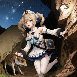 barbara (genshin impact),
1girl,
hat,
latin cross,
blonde hair,
long hair,
twintails,
twin drills,
blue eyes,
bow.
torn dres,
frilled skirt,
detached sleeves,

white pantyhose,
book,
belt
white pantyhose,
book,

blood, dirt, good hands, pretty face, mud, dungeon, full body, cave, cavern, torn stockings, many wounds,, torn dress, scared. praying, winter clothes, a lot of blood per suit, slimy insects, praying, crying, mud, a lot of blood, dark, hell, dungeon, at night, crying,  worms, running