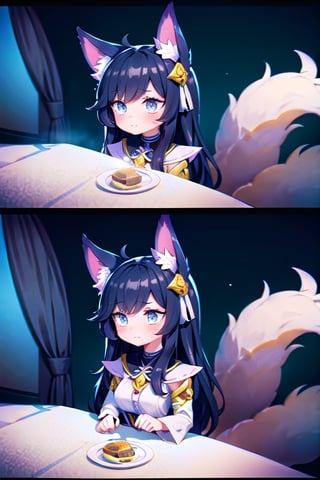 fox_girl,fox_tail,fox_ears,black_hair,gold_eyes,cute,meme_darkeposting