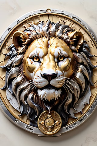 A majestic lion's head, rendered in warm tones from the rich alloy of 73% gold and 27% silver, gazes forth from the ancient Lydian coin, its intricate details captured with precision, against a subtle gradient of earthy hues, evoking the rugged terrain of the region. The framing is circular, with a slight rim, as if the lion's head has emerged from a misty dawn.