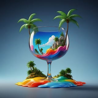  a glass of liquid with a palm tree on it, 3d render digital art, 3 d render stylized, stylized 3d render, rolands zilvinskis 3d render art, stylized as a 3d render, in the art style of filip hodas, 3 d rendered in octane, 3d rendered in octane, digital art render with background a close up of a colorful cloud of paint on a black background, an explosion of colors, colourful explosion, colorful explosion, explosion of color, explosion of colors, color ink explosion, color explosion, colorful octane render, explosive colors, surreal colors, cinema 4d colorful render, dark color. explosions, splashes of colors, dramatic colors, colorful picture, colorsmoke, no humans, colorful, paint splatter, gradient, gradient background, grey background, black background, blue flower, still life, flower, paint, abstract, shadow, simple background,echmrdrgn,comic book