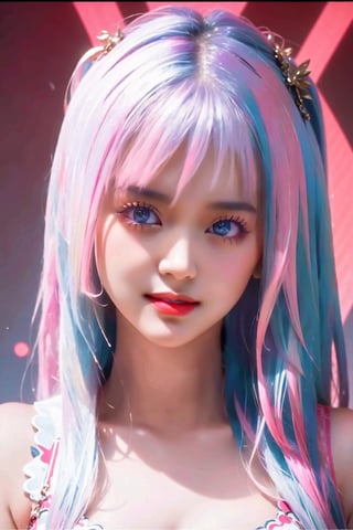 (masterpiece, top quality, best quality, official art, beautiful and aesthetic:1.2), hdr, high contrast, wideshot, 1girl, blunt bangs, looking at viewer, (seducing act), frosty, icy eyeshadow, longfade eyebrow, soft make up, juicy lips, large breast, hourglass body, light smile, finger detailed, background detailed, ambient lighting, extreme detailed, cinematic shot, realistic ilustration, (soothing tones:1.3), (hyperdetailed:1.2), plmtbknazln, twintails, large breasts, navel, white string bikini, side-tie bikini bottom, pink ribbon, blunt bangs,r1ge,frey4,est4