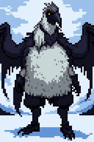 Opium bird, standing, feathers, white feathers, bird, birdman, humanoid, bird head, with extremely long beak, long beak, long mouth, full body, bird legs, bird arms, sinister, terrifying, beautiful , ragged, wide body, fat

High quality, HD, 4kHD, cinematic, atmospheric, realistic, ultra-realistic
snow, mountain, cloudy, gray sky, dark clouds
Detail,lora:largebulg1-000012:1,AIDA_NH_humans,Pixel art