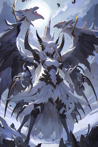 Opium bird, standing, feathers, white feathers, bird, birdman, humanoid, bird head, with extremely long beak, long beak, long mouth, full body, bird legs, bird arms, sinister, terrifying, beautiful , ragged, wide body, fat

High quality, HD, 4kHD, cinematic, atmospheric, realistic, ultra-realistic
snow, mountain, cloudy, gray sky, dark clouds
Detail,lora:largebulg1-000012:1,AIDA_NH_humans