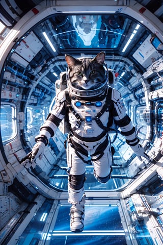 cat in astronaut suit, realistic, high quality, on a space base, bing_astronaut