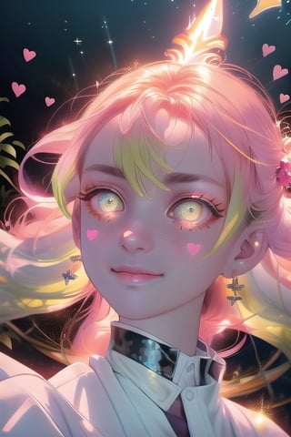 (masterpiece), best quality, expressive eyes, perfect face, glowing eyes, heart pupils, hair ornament, Volumetric Lighting, glitter, blush stickers,makima \(chainsaw man\),glitter,mitsuri(demon slayer)