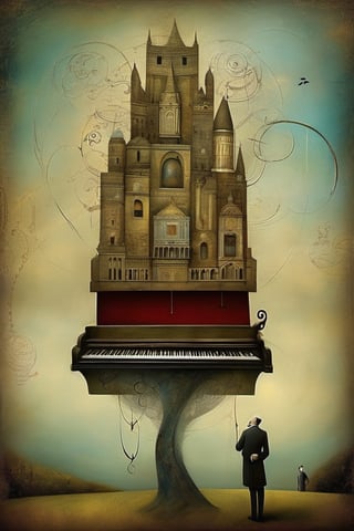 Neo Surrealism, by Gabriel Pacheco and Max Ernst,  painting of a Lyrics of song : Enjoy The Silence,  fantasy Victorian art, magical realism bizarre art, pop surrealism, whimsical art.