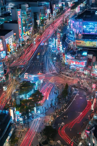 night city, top view ,Spirit Fox Pendant, people walking, realstic, neon light. high detail, high_resolution,make_3d,japan,Night view of Odaiba Beach, Tokyo, scenery,traffic light, japan,DonMR0s30rd3rXL ,Pedestrian Signals