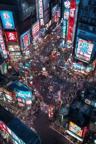 night city, top view ,Spirit Fox Pendant, people walking, realstic, neon light. high detail, high_resolution,make_3d,japan,Night view of Dotonbori, Osaka, Osaka, scenery,traffic light, japan,DonMR0s30rd3rXL ,Pedestrian Signals,rose,knight,cyborg