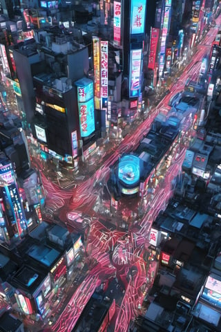 night city, top view ,Spirit Fox Pendant, people walking, realstic, neon light. high detail, high_resolution,make_3d,japan,Night view of Shinjuku, Tokyo, scenery,traffic light, japan,DonMR0s30rd3rXL 