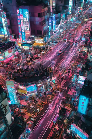 night city, top view ,Spirit Fox Pendant, people walking, realstic, neon light. high detail, high_resolution,make_3d,hong kong,Night view of hong kong, scenery,traffic light, hong kong ,DonMR0s30rd3rXL ,Pedestrian Signals,rose,knight,cyborg