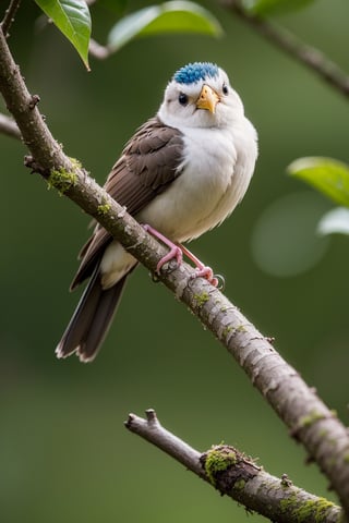 An adorable little bird is perched on a branch, showcasing the best quality, photo-realistic, ultra-detailed 4K effect.
