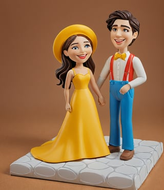 play-doh style a man with a woman, smile . sculpture, clay art, centered composition, Claymation