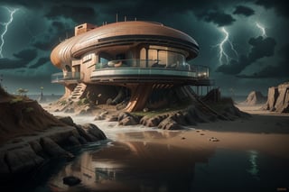 a Biomorphic house by the wild sea, Cinematic, Hyper-detailed, insane details, Beautifully color graded, Unreal Engine, DOF, Super-Resolution, Megapixel, Cinematic Lightning, Anti-Aliasing, FKAA, TXAA, RTX, SSAO, Post Processing, Post Production, Tone Mapping, CGI, VFX, SFX, Insanely detailed and intricate, Hyper maximalist, Hyper realistic, Volumetric, Photorealistic, ultra photoreal, ultra- detailed, intricate details, 8K, Super detailed, Full color, Volumetric lightning, HDR, Realistic, Unreal Engine, 16K, Sharp focus --v testp,BiopunkAI