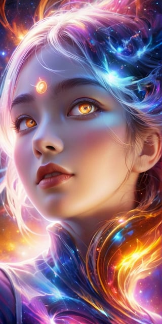 score_9, score_8_up, score_7_up, score_6_up, 1girl, solo, cosmic fire, human face, koling, cosmic, half open eyes, glowing eyes, magic eyes, glowing cheast, cosmic body, very cosmic hair, arms behind head,OverallDetail, smile,(oil shiny skin:1.0), (big_boobs:2.7), willowy, chiseled, (hunky:2.6),(( body rotation -90 degree)), (upper body:1.2),(perfect anatomy, prefecthand, dress, long fingers, 4 fingers, 1 thumb), 9 head body lenth, dynamic sexy pose, breast apart, (artistic pose of awoman),,abyssaltech ,dissolving,abyss,Clear Glass Skin,BrokenIR,Glass Elements,(Transperent Parts),steampunk style