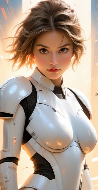 ((beautiful european girl:1.6)), starwars, storm trooper, empire soldier, tight black fullbody suit, black suit, white chest armor, white shoulder armor, white thigh armor, (short hair:1.3), focus, masterpiece, best quality, intricate detailed, Hyperrealistic, absurd res, mature woman, perspective, highly detailed, illustration, 1girl,  (A gorgeous european woman in the spaceship:1.3), symmetry face, sexually suggestive, (perfect hands), detailed fingers, beautiful detailed eyes, detailed background, perfect eyes, seductive eyes, small head, looking at the viewer, wide view, dynamic pose,, ,, smile, (oil shiny skin:1.3), (huge_boobs:2.6), willowy, chiseled, (hunky:2.2), body rotation -90 degree, (perfect anatomy, prefecthand, dress, long fingers, 4 fingers, 1 thumb), 9 head body lenth, dynamic sexy pose, breast apart, ((full body:0.6)), (artistic pose of a woman),DonMF43Dr4g0n ,chrometech,girl,surface imperfections,dripping paint,photo r3al,more detail XL,abstact,colorful