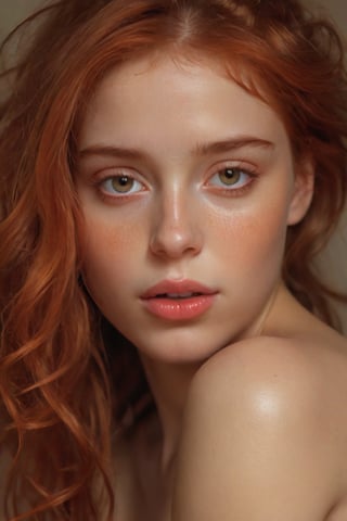 A delicate close-up captures the essence of a young girl with fiery red locks, her features illuminated by an ethereal soft glow. The fuzzy ambiance wraps around her, as if infused with a whimsical aura. In this photobashed masterpiece, Antoni Pitxot's portrait showcases the subject's endearing face, her gaze direct and engaging, set against a subtle gradient of creamy whites.