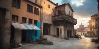 (Documentary photograph:1.3) of a wonderful (medieval plaza in Italy:1.4), 14th century, (golden ratio:1.3), (medieval architecture:1.3),(mullioned windows:1.3),(brick wall:1.1), (tower with merlons:1.2), overlooking the plaza, beautiful blue sky with imposing cumulonembus clouds, BREAK shot on Canon EOS 5D, from below, Fujicolor Pro film, in the style of Miko Lagerstedt/Liam Wong/Nan Goldin/Lee Friedlander, (photorealistic:1.3), (soft diffused lighting:1.2), vignette, highest quality, original shot. BREAK Front view, well-lit, (perfect focus:1.2), award winning, detailed and intricate, masterpiece, itacstl,real_booster,itacstl,cyber,Comic Book-Style 2d,3g3Kl0st3rXL