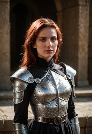 score_9,score_8_up,score_7_up, photorealistic
BREAK
full shot of a confident red-haired female adventurer in medieval attire standing against a backdrop of a ((futuristic, geometric, neon-lit landscape)), gothic art style, dark and moody, intricate details, rich colors, dramatic lighting, ornate patterns, medieval inspired, mysterious atmosphere, high contrast, artistic and elegant. She wears a high collar black dress, armored dress, travel dress, slit dress, plate armor, brigandine, shoulder armor, silver belt, armored boots, gauntlets
BREAK
EyeDetail-SDXL, fFaceDetail-SDXL, perfect hands

highly detailed,detailed skin,highly detailed face and eyes,detailed face, detailed nose, detailed eyes,depth of field,film grain,backlighting, Neutral-Density-Filter, flawless clarity, brightly lit,