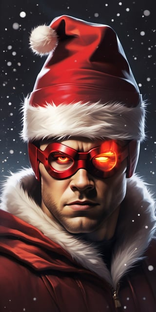 christams style(16k best quality, master:1.2), (realistic, photo-realistic:1.37), ultra detailed, Cyclops(marvel), christmas hat, , clean lines, minimalist artwork, vibrant color palette, soft lighting,monster,Sexy,Gric,portraitart