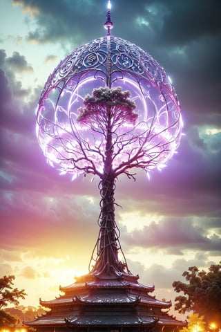 (temple:1.2),(complex 
tree structure:1.6),spit big light,space background,Black and white entanglement, crystal and silver entanglement Negative prompt: EasyNegative, badh,(Mystic fantasy),