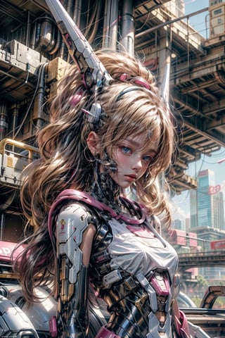 european preteen, blonde hair,  long_hair,  perfect preteen body,  beautiful face,  happy_face,  detailed face, preteen,light blue eyes, raw photo, 8k ,realistic,teen, perfect hand, sexy pose,Cyberpunk,wrenchsmechs,non-humanoid robot,mecha,AIDA_LoRA_piop,AIDA_LoRA_ElonaV