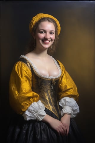 (((A like a 16th century style oil painting portrait , Oil painting of Rembrandt style)))
(((Rembrandt environment, dramatic contrast between light and dark)))(((gorgeous,flash character dc comics)))
(((beautiful smile)))
(((bottom up, wide angle, profile view)))
(((tight clothes,voluptuous,yellow,  big_thighs, narrow)))
(((hasselblad 70mm camera films)))