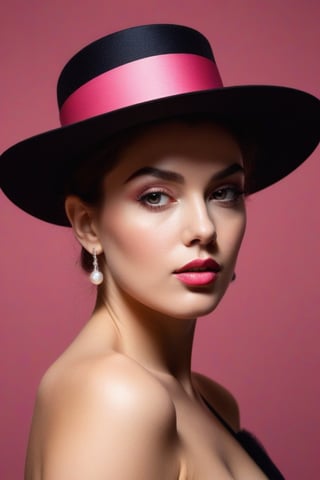 (((iconic lady with pink The high Hat but extremely beautiful)))
(((Gorgeous and Voluptuous and yet so cool)))
(((indirect abroad lights blurred shadows on the face and body)))
(((Chiaroscuro simple Prism Cube colors background)))
(((masterpiece,best quality,
hyperrealistic, photorealistic)))
(((By caravaggio style,by Richard Avedon style)))