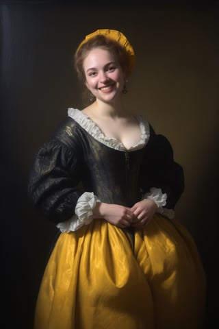 (((A like a 16th century style oil painting portrait , Oil painting of Rembrandt style)))
(((Rembrandt environment, dramatic contrast between light and dark)))(((gorgeous,flash character dc comics)))
(((beautiful smile)))
(((bottom up, wide angle, profile view)))
(((tight clothes,voluptuous,yellow,  big_thighs, narrow)))
(((hasselblad 70mm camera films)))