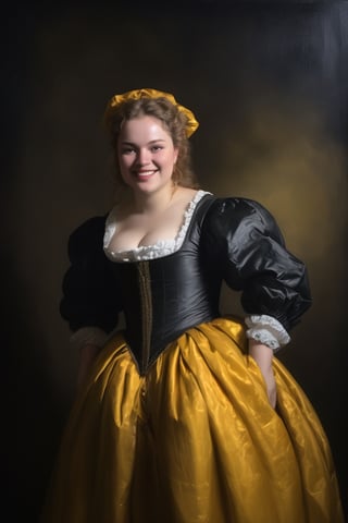 (((A like a 16th century style oil painting portrait , Oil painting of Rembrandt style)))
(((Rembrandt environment, dramatic contrast between light and dark)))(((gorgeous,flash character dc comics)))
(((beautiful smile)))
(((bottom up, wide angle, profile view)))
(((tight clothes,voluptuous,yellow,  big_thighs, narrow)))
(((hasselblad 70mm camera films)))