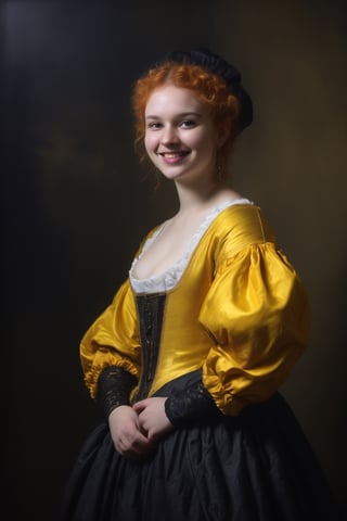 (((A like a 16th century style oil painting portrait , Oil painting of Rembrandt style)))
(((Rembrandt environment, dramatic contrast between light and dark)))(((gorgeous,flash character dc comics)))
(((beautiful smile)))
(((bottom up, wide angle, profile view)))
(((tight clothes,voluptuous,yellow,  big_thighs, narrow)))
(((hasselblad 70mm camera films)))