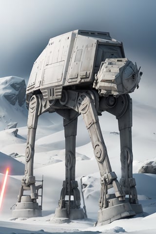 ((1 male)), AT-AT Walker, whole body, 3D figure, AT-AT, natural light, realistic image quality, dynamic pose, flying laser beams, tracer bullets, snow smoke, video lighting, perfect composition, super detail, official art, masterpiece , best quality, reflections, each high resolution CG Unity 8K wallpaper, detailed background, masterpiece, photorealistic, random angle, snow field, ice planet, HOTH, full body, Star Wars,