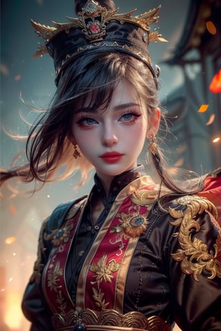 (((masterpiece))),(((sharp eyes))),(((long eyelashes and eyeliner))),(((very beautiful face))),(((face))),((large tits))),(((small waist))), 



wearing embroidery traditional chinse suit,Dynamic Angle,Perspective,realistic,glowing,xuer Embroidered Uniform Guard,1girl,solo focus,holding sword,hat,black hair,gloves,red lips,tassel,blurry background,blurry,lips,upper body,closed mouth,long sleeves,male focus,solo,handsome_girl,lora:绪儿-锦衣卫 xuer Embroidered Uniform Guard:0.8,