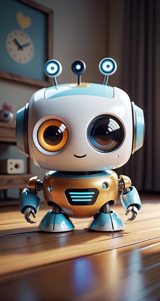 Imagine a cute little robot with a small, monitor-like face and a very small yet adorable body, cheerfully saying hi to the viewer. Envision a super cute image that embodies the charm of technology in a tiny, endearing package, bringing a smile to anyone who sees it