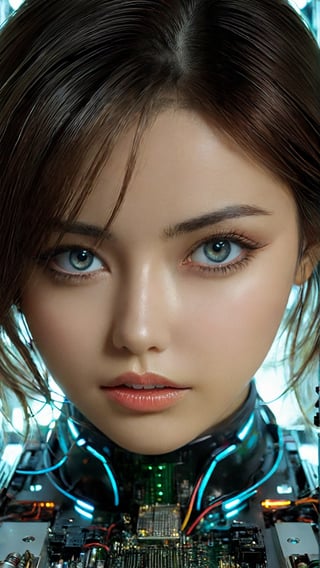 beautiful girl repairing a quantum computer, large ultra detailed technical parts, complex structures, ultra detailed shiny reflections, future style, detailed cinematic effects, ultra detailed reflections, ultra animated detailed digital art, beautiful realistic face, beautiful eyes, perfect focus, highest possible resolution, by Tokaito,sexy,aesthetic portrait,Eimi