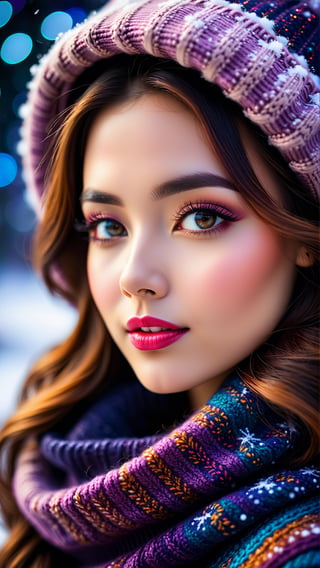 close up angle of (( winter clothes women)),  detailed focus, deep bokeh, beautiful, dreamy colors, dark cosmic background, best camera, ,photo r3al