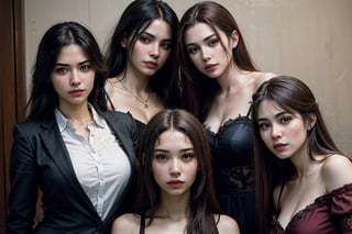 ((photorealistic)),  Professional photo of a ( group of beautiful women and girls of different ages posing)